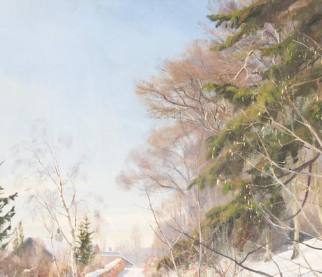 Harald Pryn, Winter Landscape, 1949, Oil on Panel, Framed-SA-1368192