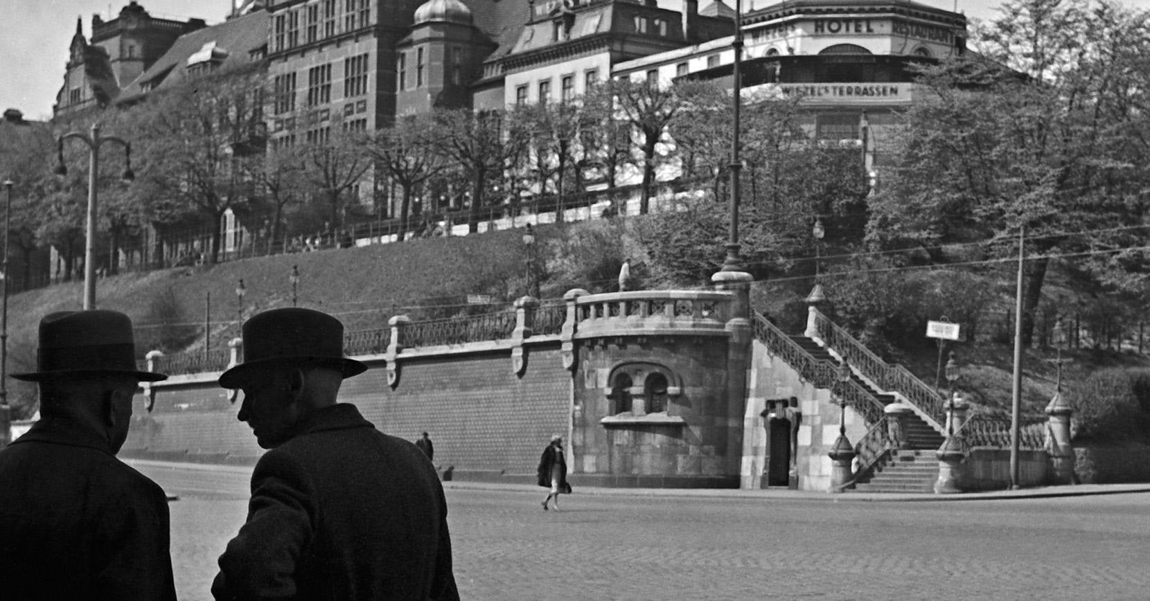 Harbor Hospital at Hamburg St. Pauli and People, Germany 1938, Printed 2021