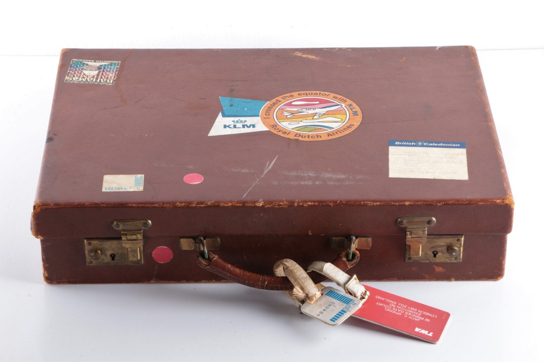 Hard Leather Business Suitcase with KLM Flap Folders