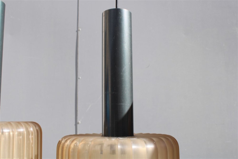 Hard Plastic and Metal Chandeliers from Stilux Milano, 1960, Set of 2