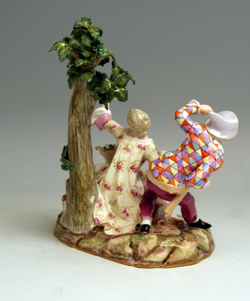 Harlequin and Girl Figurine by Kaendler for Meissen, 1840