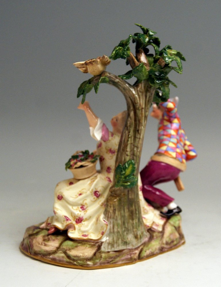 Harlequin and Girl Figurine by Kaendler for Meissen, 1840