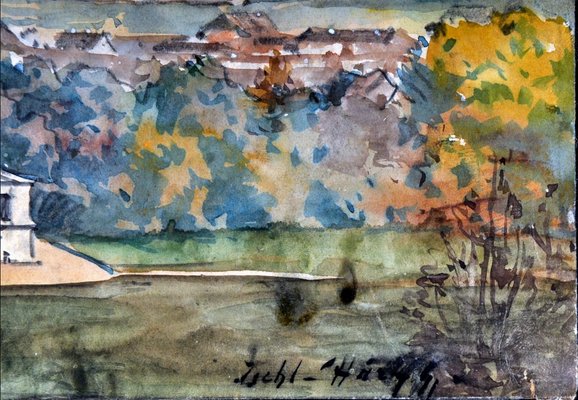 Harry Gyula, Bad Ischl Landscape, 1890s-1910s, Watercolor-QOR-2024652