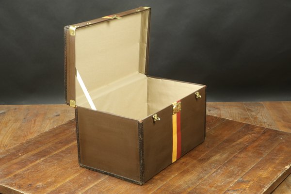 Hat Trunk in Brown Canvas with Stable Bands-EMZ-1220487