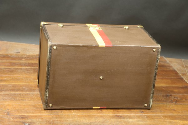 Hat Trunk in Brown Canvas with Stable Bands-EMZ-1220487