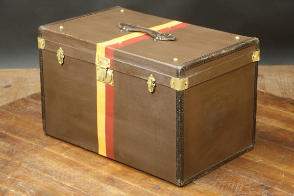 Hat Trunk in Brown Canvas with Stable Bands-EMZ-1220487