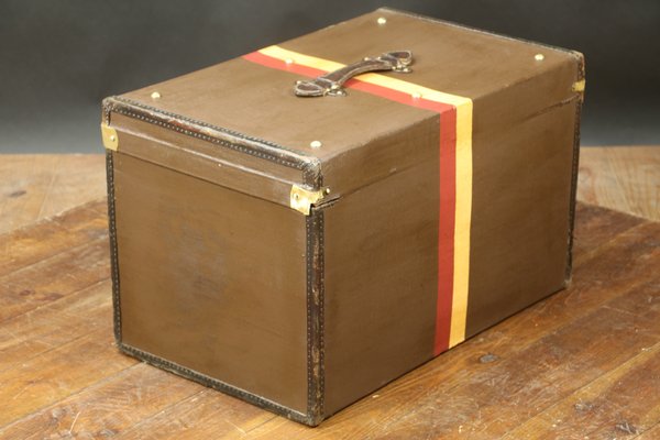 Hat Trunk in Brown Canvas with Stable Bands-EMZ-1220487