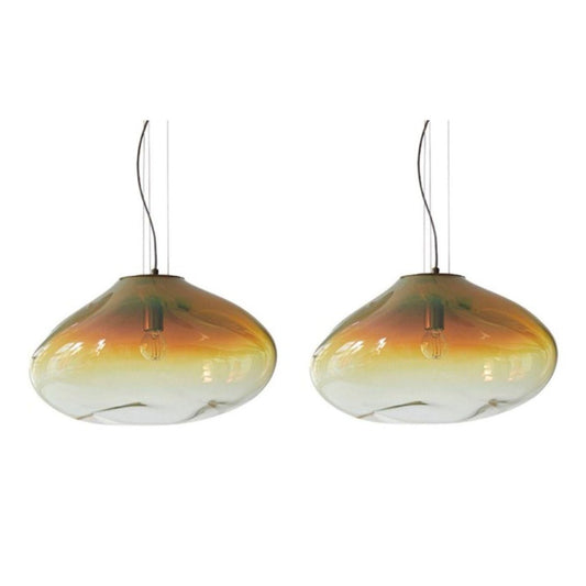 Haumea Amorph Amber Iridescent Pendants by Eloa, Set of 2