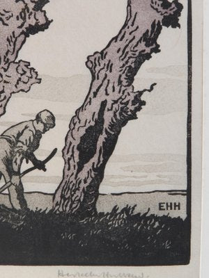 Hay Cutters Woodcut by Eric Hesketh Hubbard, 1940s-ARU-775683