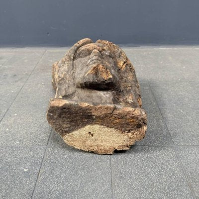 Head Carved from Wooden Trunk, 1950s-NPL-2022259