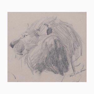 Head of Lion - Original Pencil Drawing by Etha Richter - 1930s 1930s-ZCI-761953