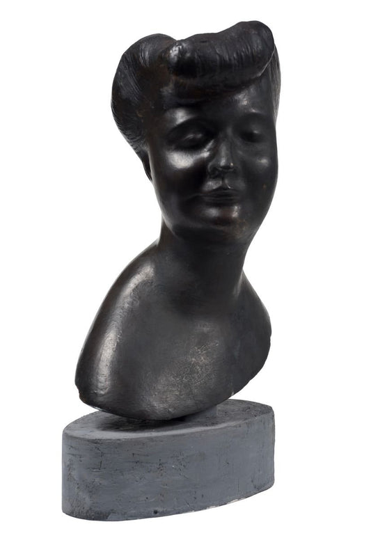 Head of Woman - Original Bronze Sculpture by Emilio Greco - Second Half of 1900 Second Half of 20th Century