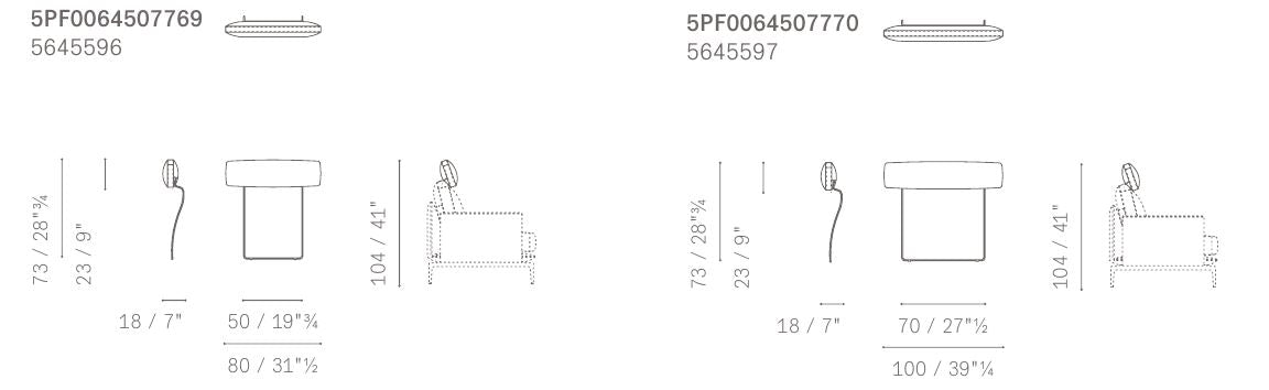 [Optional] GET BACK - Sectional leather and fabric sofa - Headrest