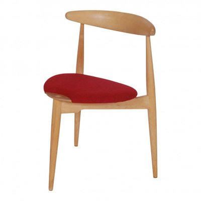 Heart Chair in Beechwood & Red Fabric by Hans J. Wegner for Fritz Hansen-MTD-1400483