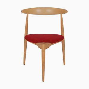 Heart Chair in Beechwood & Red Fabric by Hans J. Wegner for Fritz Hansen-MTD-1400483