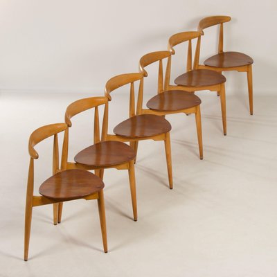 Heart Dining Set by Hans Wegner for Fritz Hansen, 1950s, Set of 7-ZT-1700651