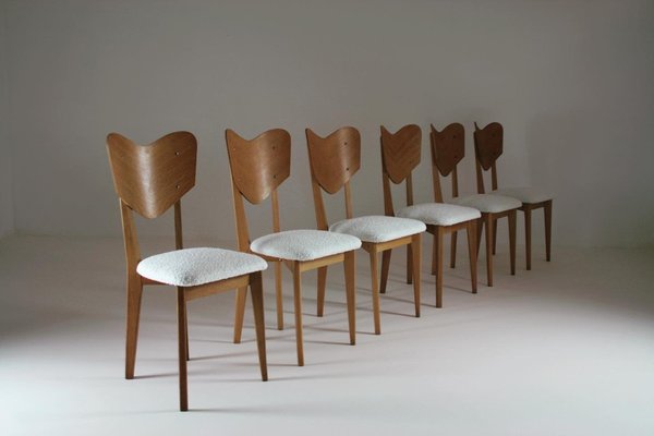 Heart Model Chairs attributed to René-Jean Caillette, France, 1950s, Set of 6-OTV-1397718