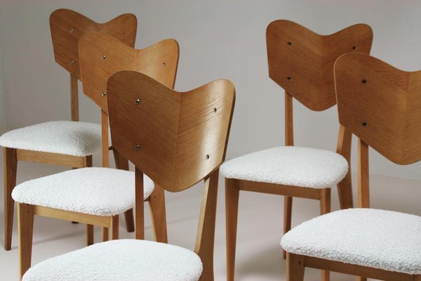 Heart Model Chairs attributed to René-Jean Caillette, France, 1950s, Set of 6-OTV-1397718