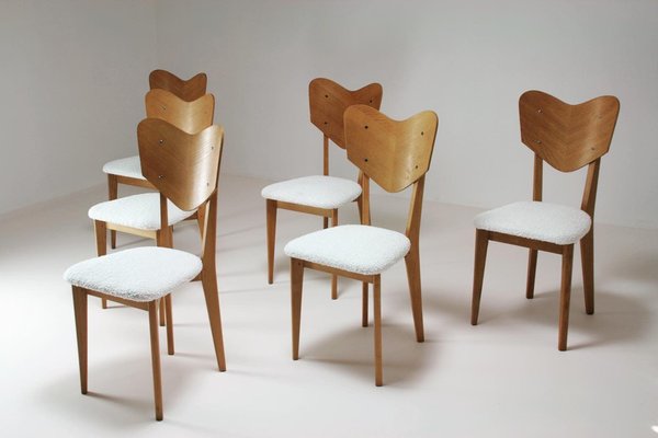 Heart Model Chairs attributed to René-Jean Caillette, France, 1950s, Set of 6-OTV-1397718