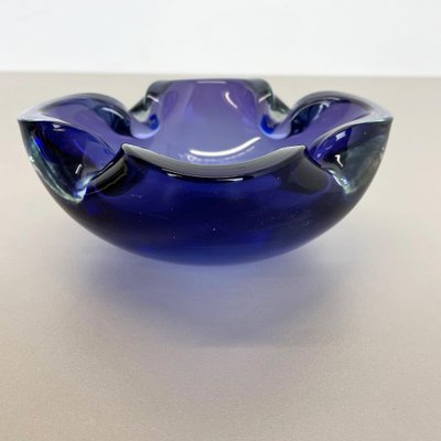 Heavy Blue Murano Glass Shell Bowl or Ashtray, Italy, 1970s-QZ-1053205