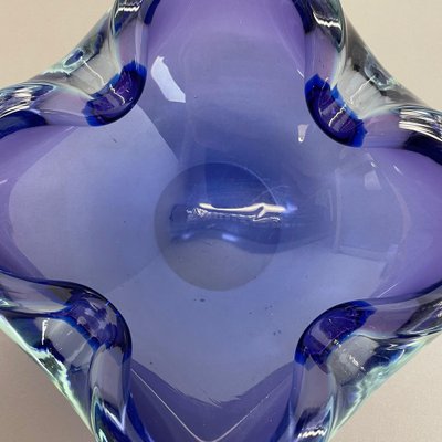 Heavy Blue Murano Glass Shell Bowl or Ashtray, Italy, 1970s-QZ-1053205