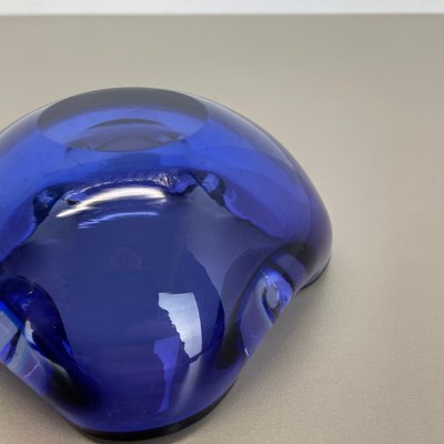 Heavy Blue Murano Glass Shell Bowl or Ashtray, Italy, 1970s-QZ-1053205