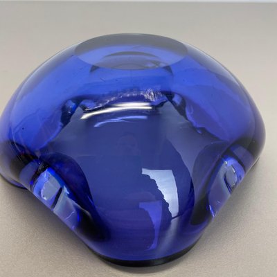 Heavy Blue Murano Glass Shell Bowl or Ashtray, Italy, 1970s-QZ-1053205