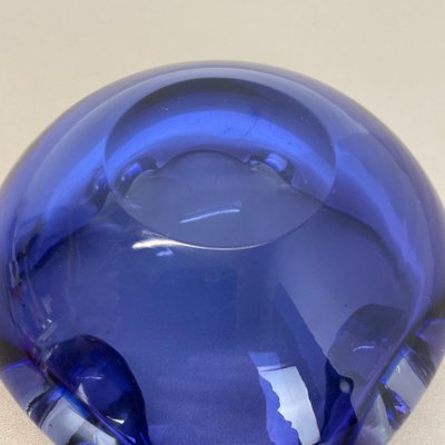 Heavy Blue Murano Glass Shell Bowl or Ashtray, Italy, 1970s-QZ-1053205