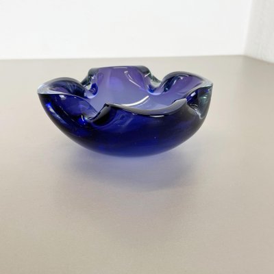 Heavy Blue Murano Glass Shell Bowl or Ashtray, Italy, 1970s-QZ-1053205