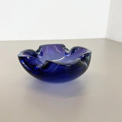 Heavy Blue Murano Glass Shell Bowl or Ashtray, Italy, 1970s-QZ-1053205