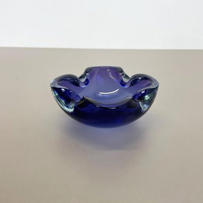 Heavy Blue Murano Glass Shell Bowl or Ashtray, Italy, 1970s-QZ-1053205