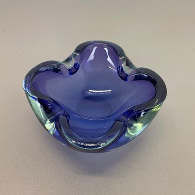 Heavy Blue Murano Glass Shell Bowl or Ashtray, Italy, 1970s-QZ-1053205