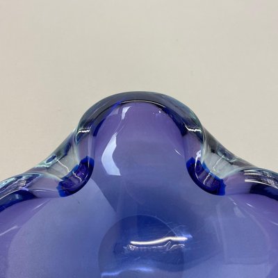 Heavy Blue Murano Glass Shell Bowl or Ashtray, Italy, 1970s-QZ-1053205