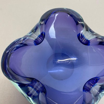 Heavy Blue Murano Glass Shell Bowl or Ashtray, Italy, 1970s-QZ-1053205