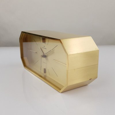 Heavy Brass Table Clock from Junghans, 1970s-FUP-1430925