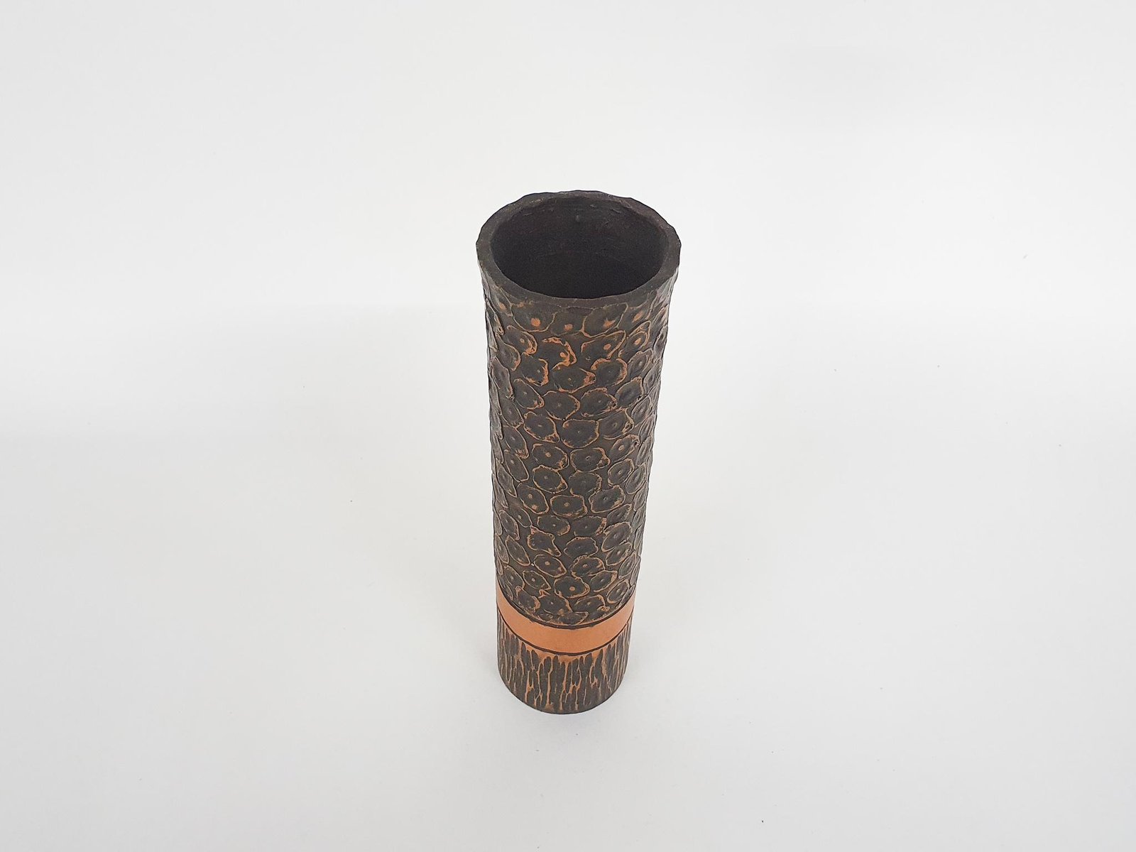 Heavy Bronze Vase with Copper Details