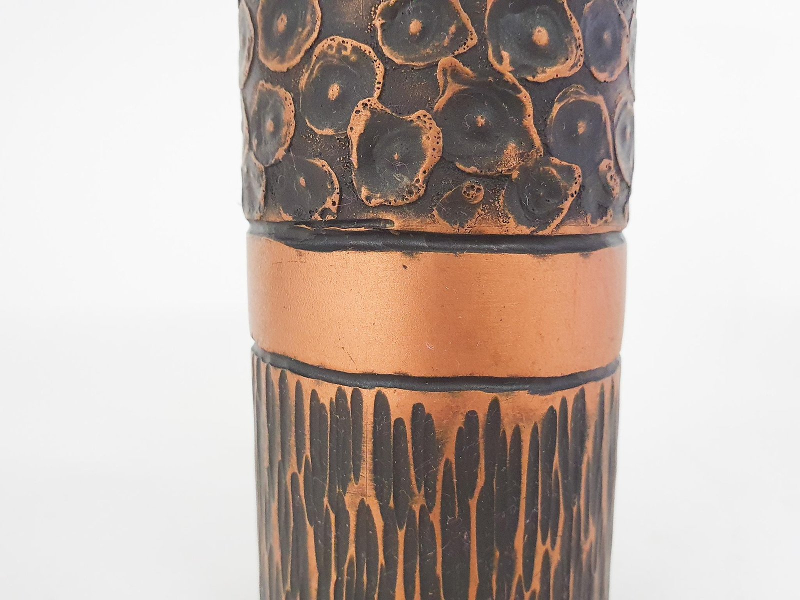 Heavy Bronze Vase with Copper Details