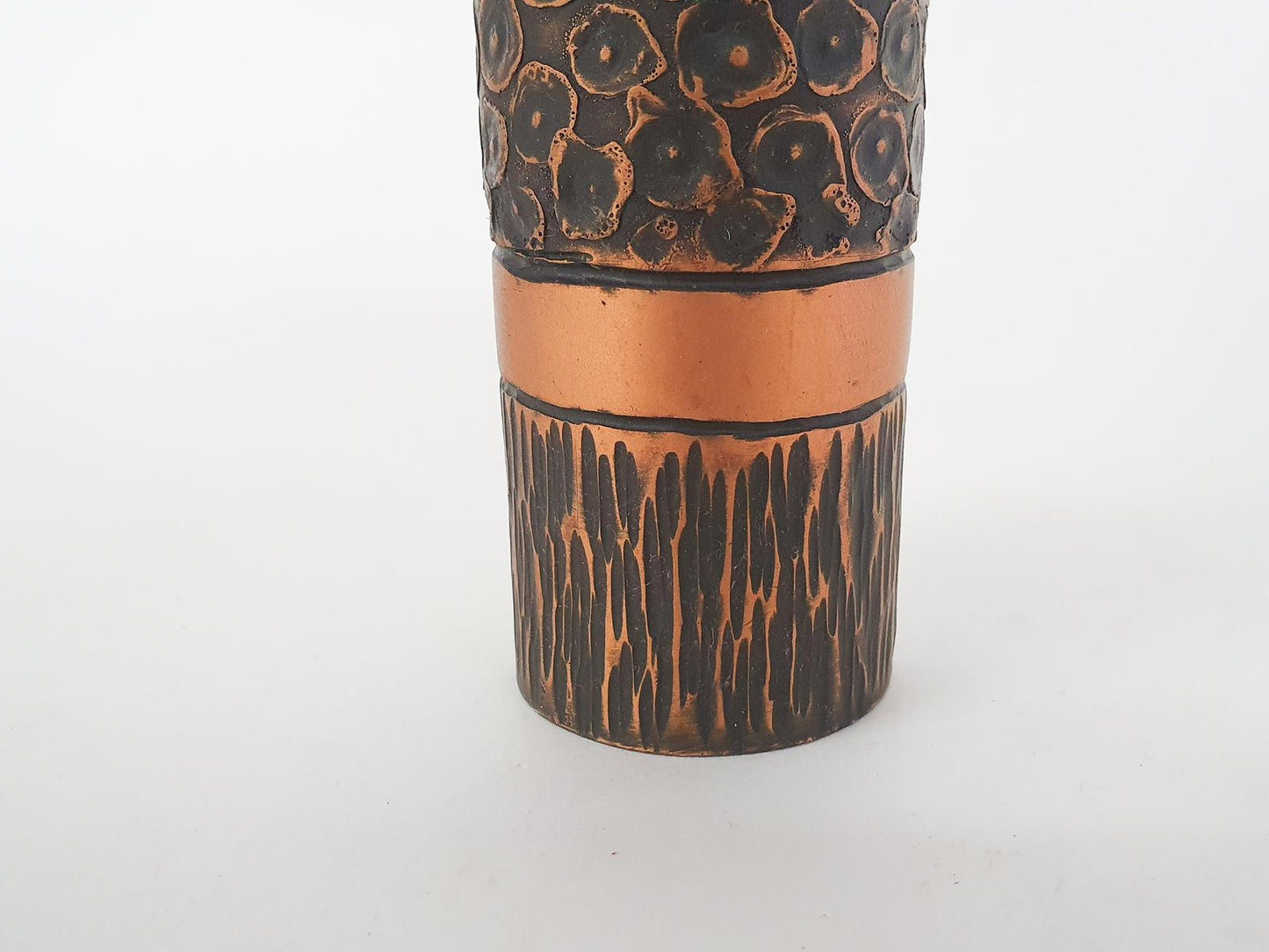 Heavy Bronze Vase with Copper Details