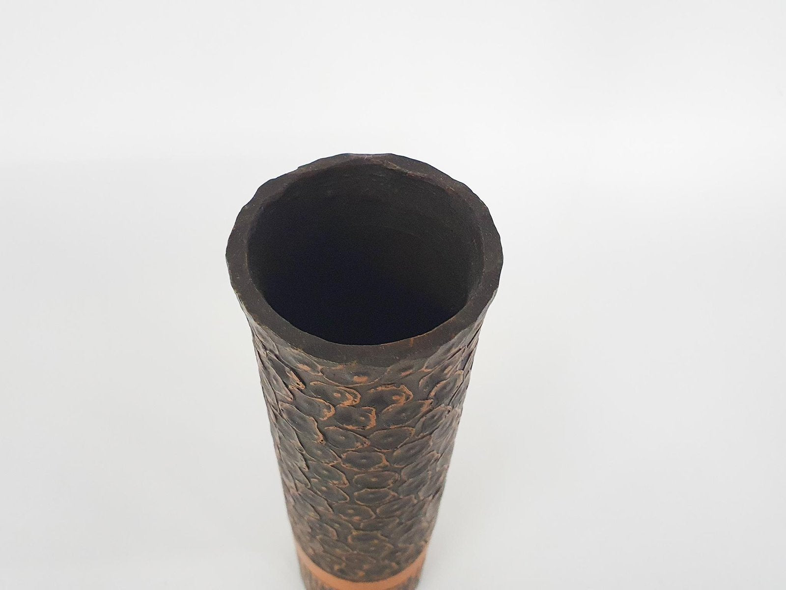 Heavy Bronze Vase with Copper Details