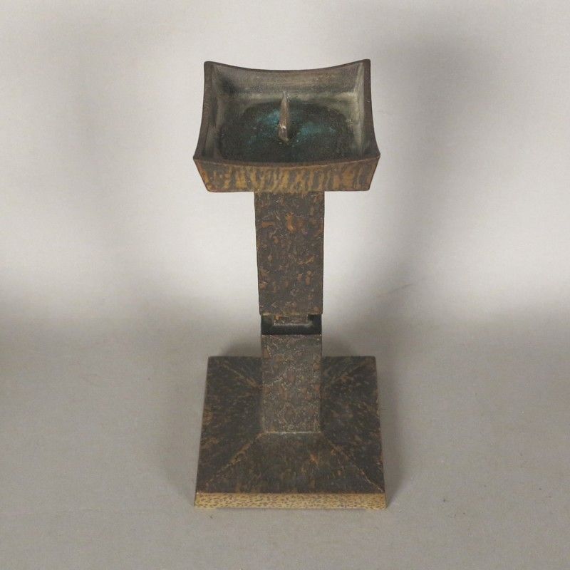 Heavy Brutalist Brass Candleholder, 1950s