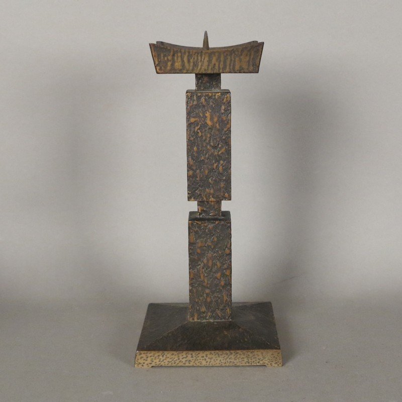 Heavy Brutalist Brass Candleholder, 1950s