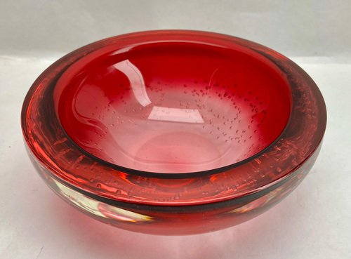 Heavy Crystal Bowl with Air Bubbles from Val Saint Lambert, 1962