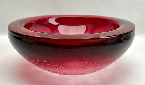 Heavy Crystal Bowl with Air Bubbles from Val Saint Lambert, 1962