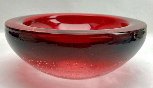 Heavy Crystal Bowl with Air Bubbles from Val Saint Lambert, 1962