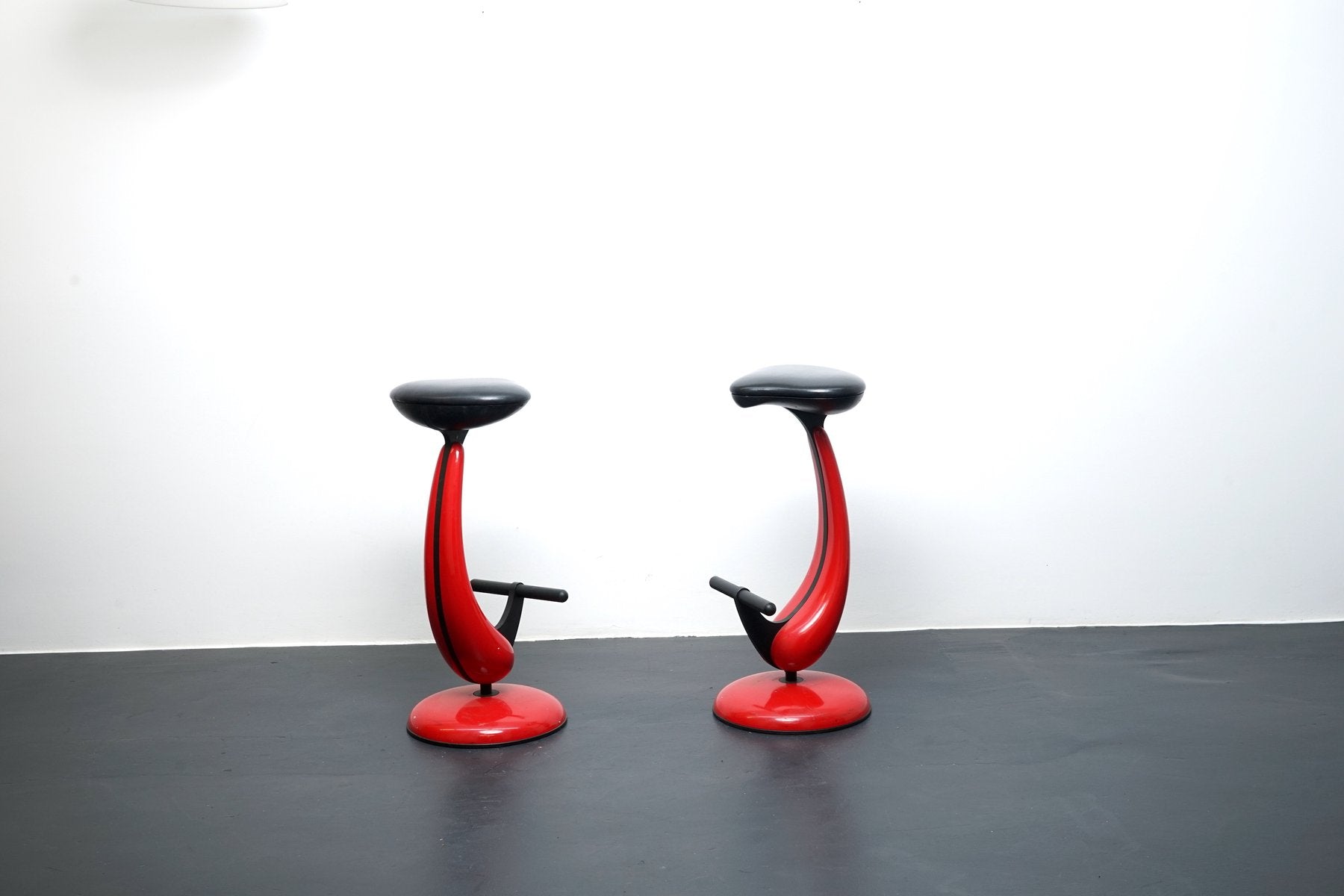 Heavy Industrial Metal Stools with Bicycle Saddle, 1980s, Set of 2