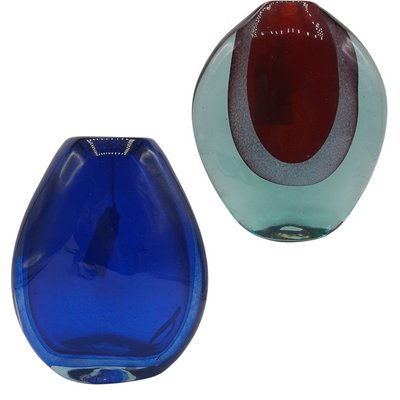 Heavy Layered Glass Vases, 1980s, Set of 2-TCS-1135282