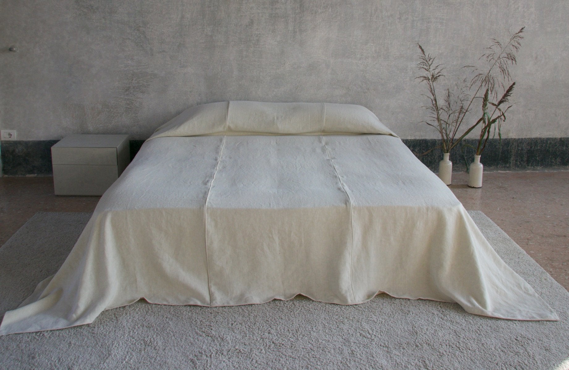 Heavy Linen Bed Cover with Sewing by Once Milano