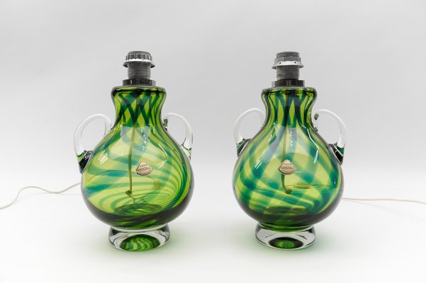 Heavy Mid-Century Modern Handblown Glass Table Lamps by Joska, Germany, 1970s, Set of 2-KQB-1742471