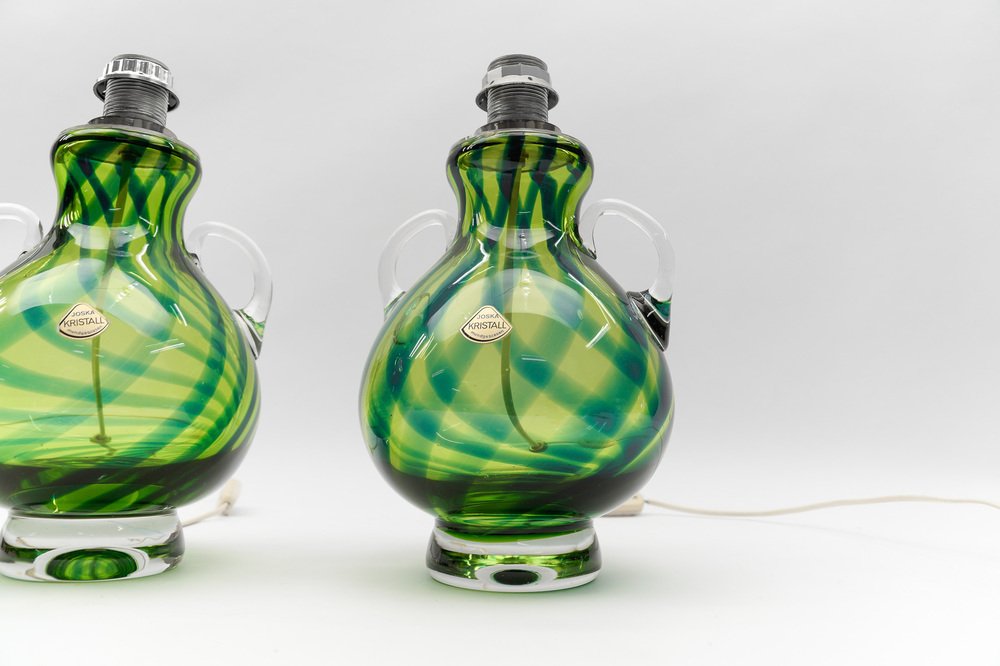 Heavy Mid-Century Modern Handblown Glass Table Lamps by Joska, Germany, 1970s, Set of 2