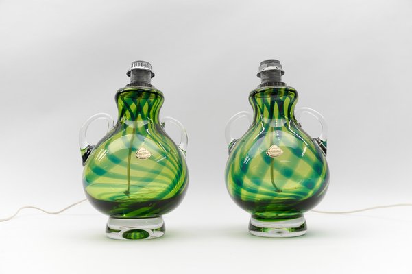 Heavy Mid-Century Modern Handblown Glass Table Lamps by Joska, Germany, 1970s, Set of 2-KQB-1742471